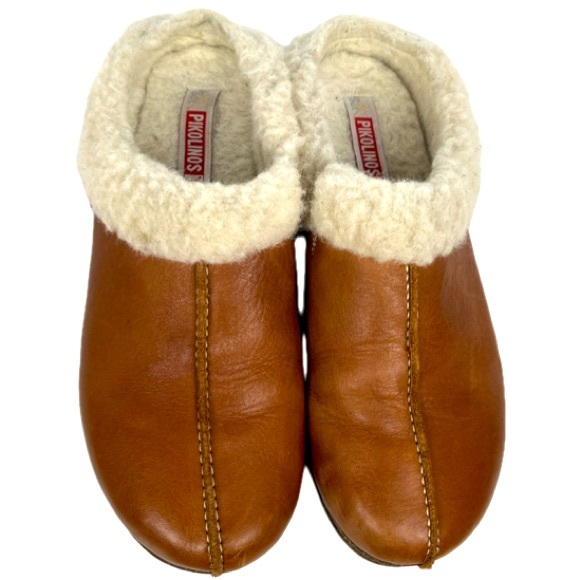 Pikolinos Clog Shoes Size EUR 40 US 9-9.5 Tan Granada Leather Fleece-Lined Fall - Picture 5 of 13